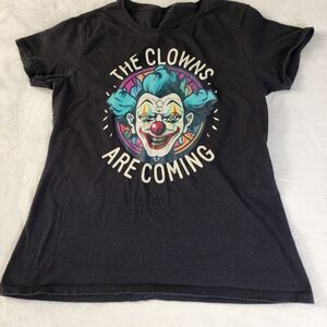 The Clowns Are Coming Black Tshirt With Graphics Size Large